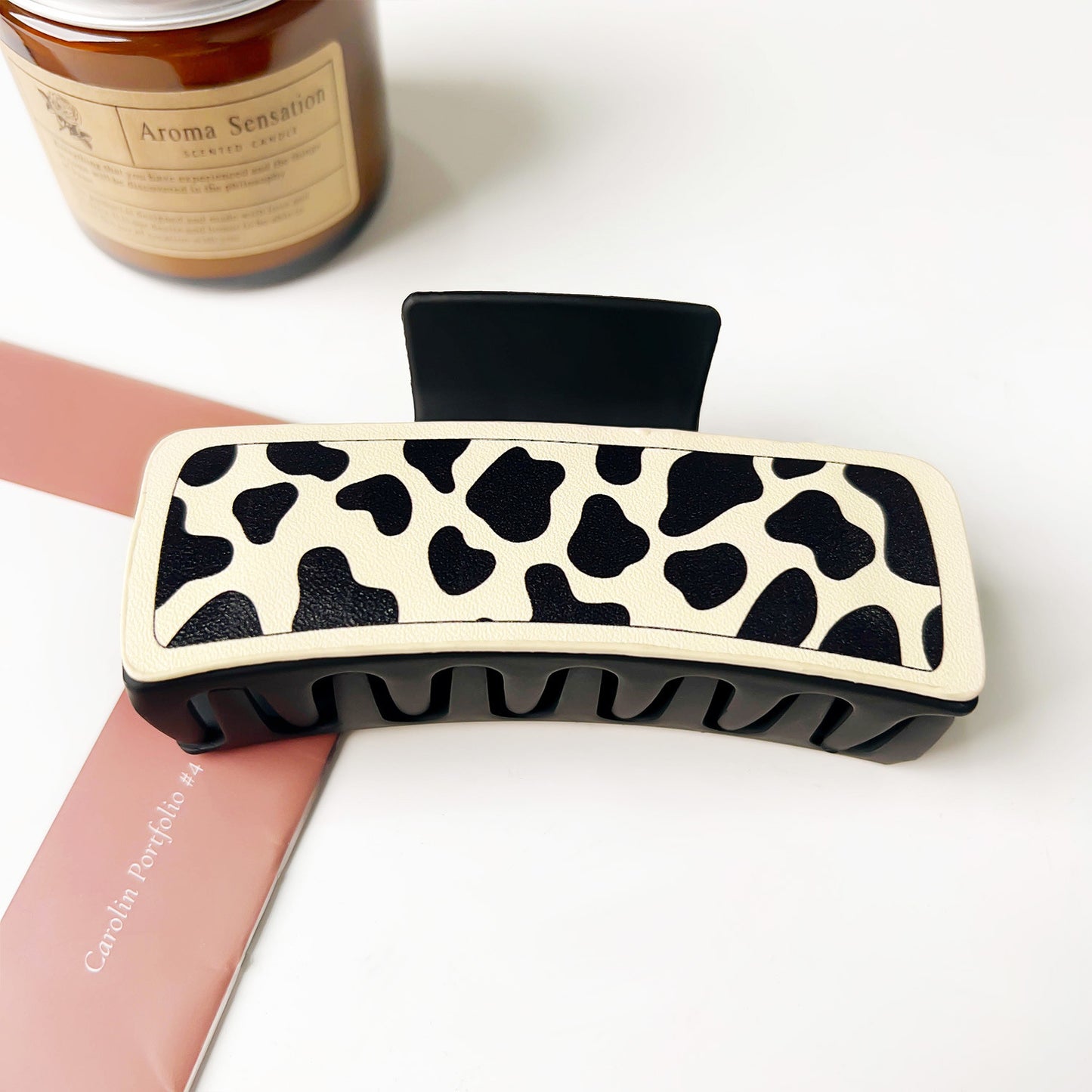 Western Denim Style Leather Hair Barrettes with Retro Printed Designs