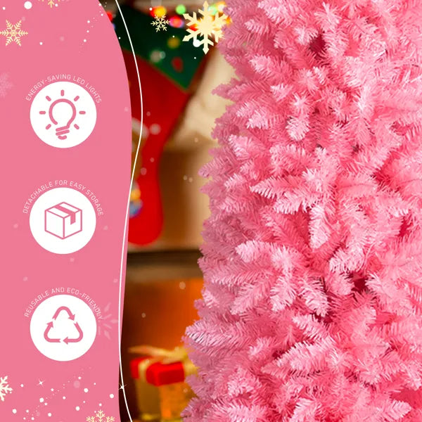 7.5 FT Unlit Artificial Pink Christmas Tree with Sturdy Stand