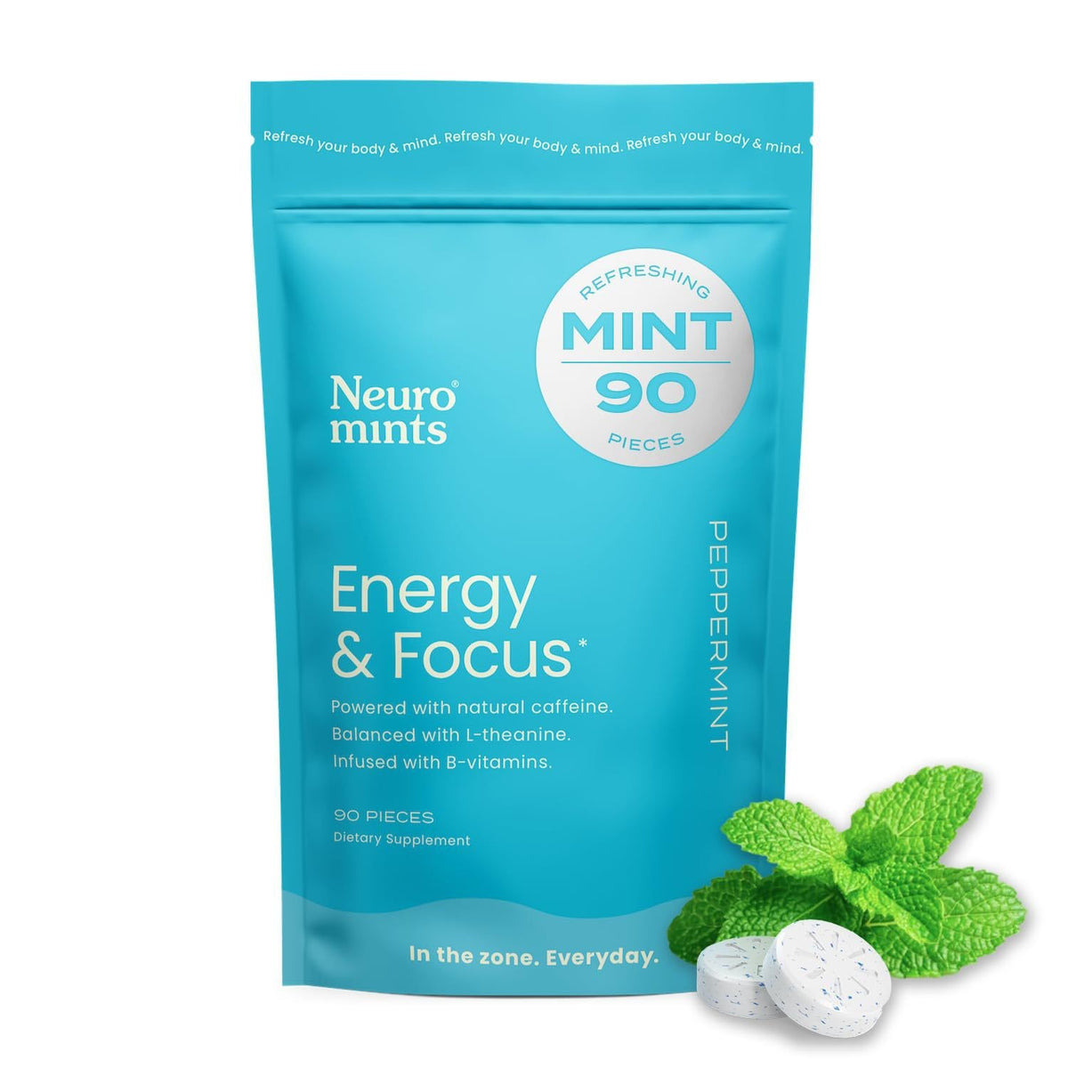 Caffeine Mint Energy Supplement Gum - 90 Pieces