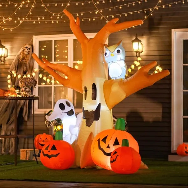 7.5 ft Inflatable Halloween Ghost Tree with LED Lights
