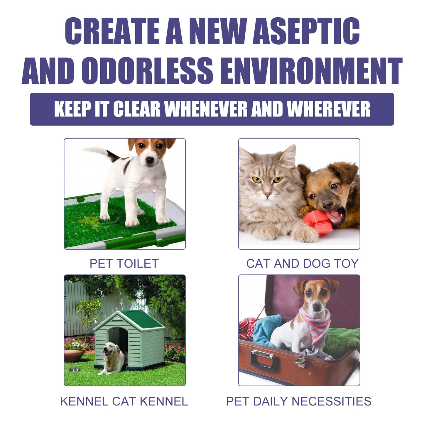 Pet Odor Eliminator Spray with Aloe & Portulaca - Non-Toxic Deodorizer for Dogs, 60ml
