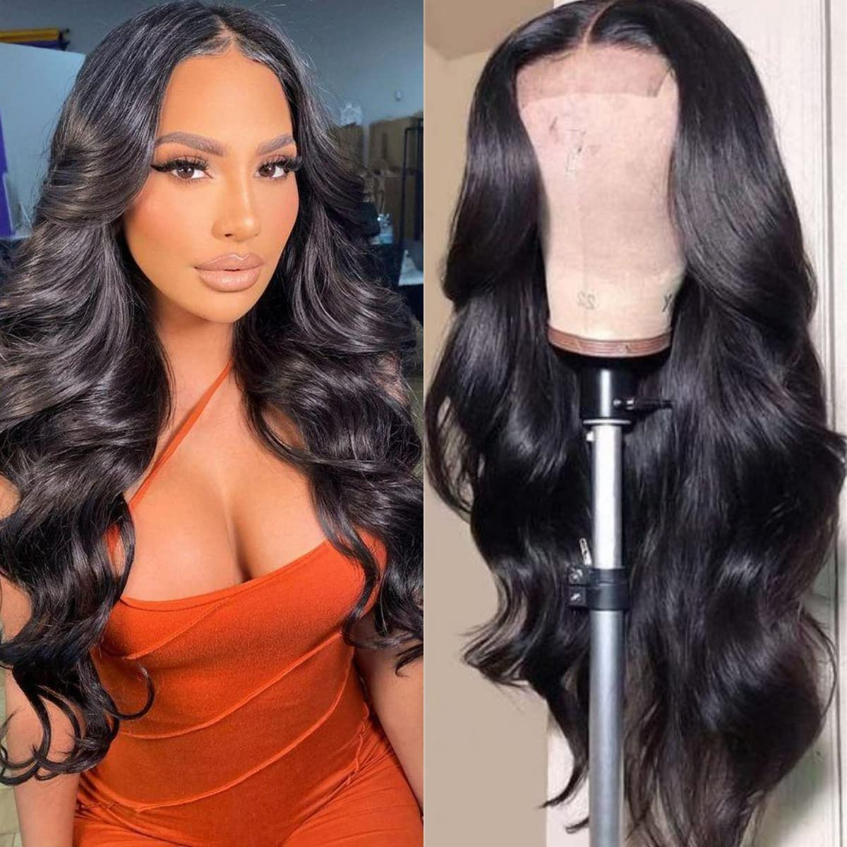 Body Wave Human Hair Lace Closure Wig - 200% Density Natural Color