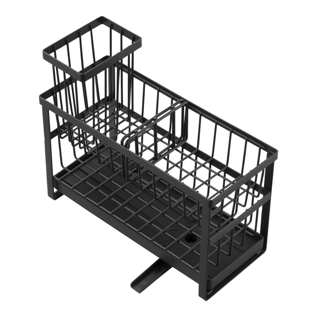 Kitchen Sink Caddy Organizer - Double-Layer Sponge Holder, Black