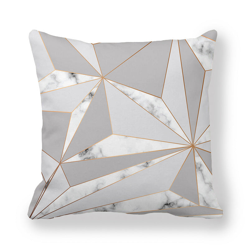 Geometric Pattern Pillow Cover Peach Skin Fabric Decorative Cushion Cover