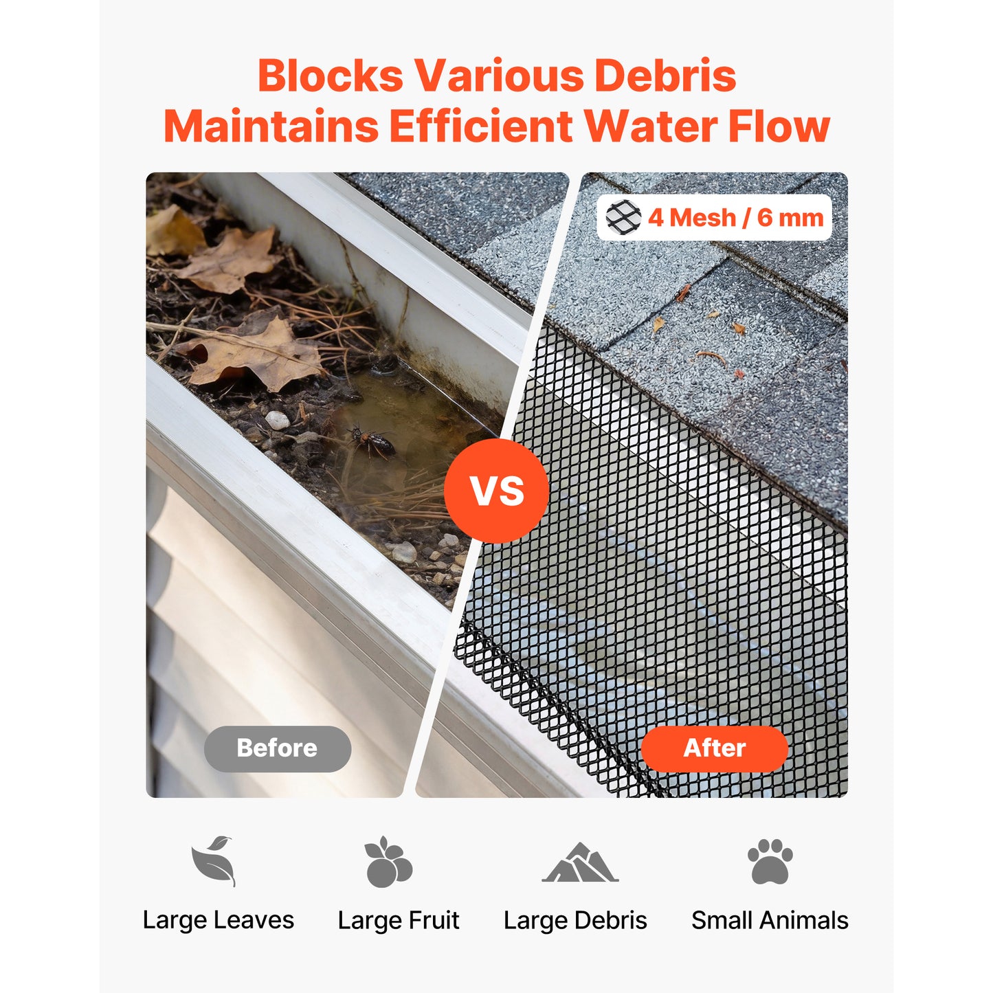 Heavy-Duty Gutter Guard 75 Ft Steel Leaf Screen Black - Easy DIY Installation