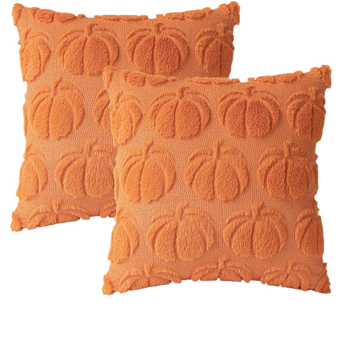 Luxury Pumpkin Embroidered Pillowcase for Home Decor - 45x45cm, Caramel & Orange