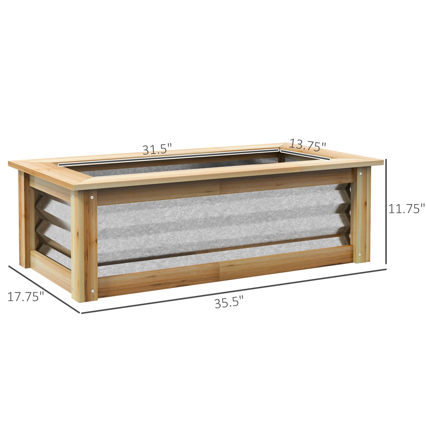 Raised Garden Bed Planter Box - Metal and Wood Combo for Herbs Vegetables Flowers