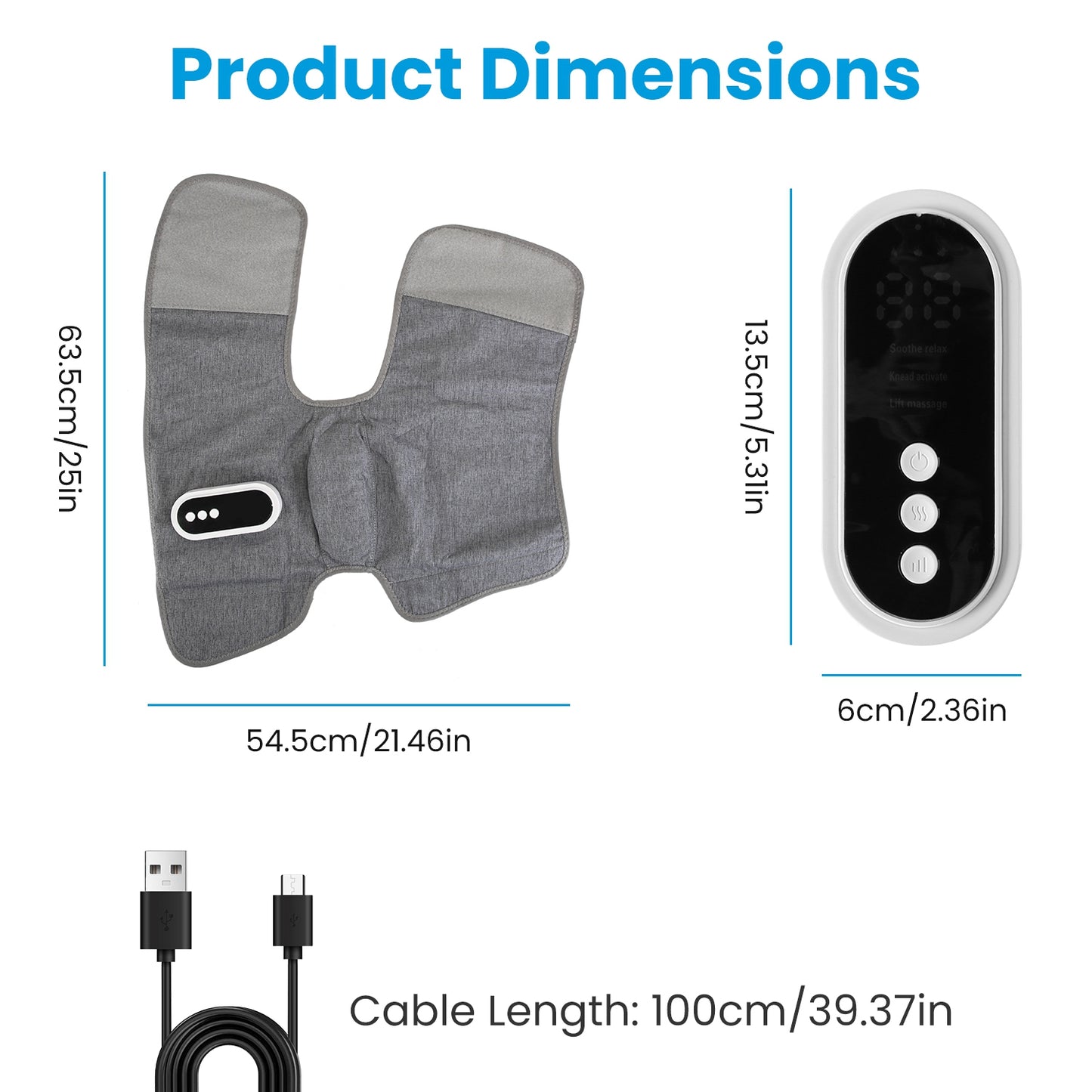 Cordless Leg Massager with Heat & Air Compression - Adjustable Calf Wrap