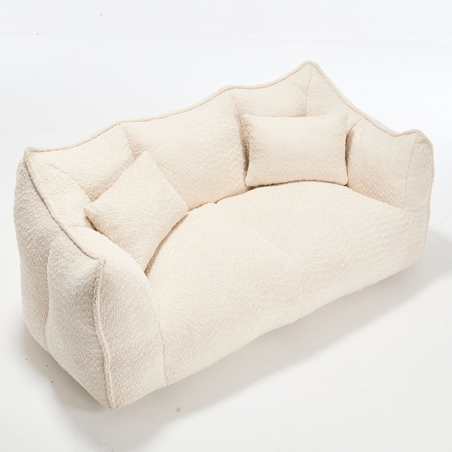 Soft Chenille Beanbag Chair for Two - Beige Recliner Sofa