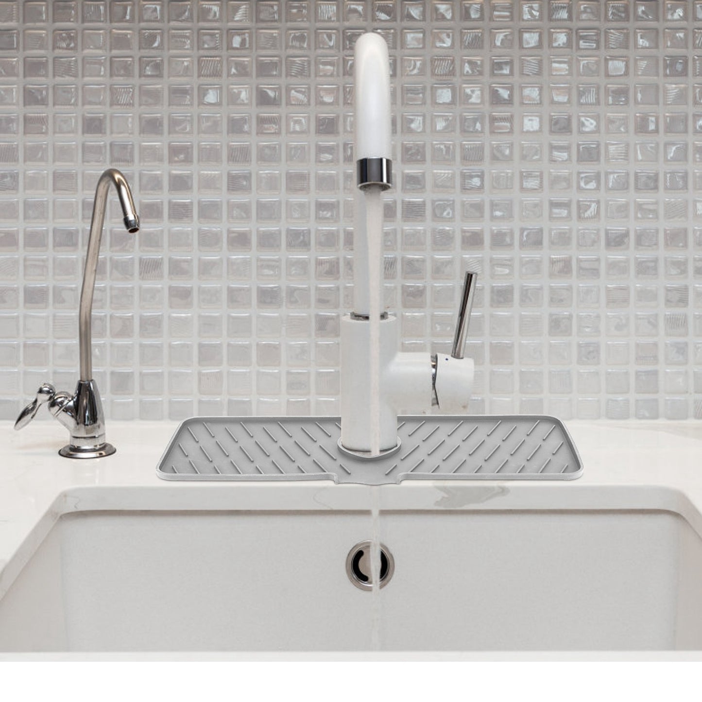 Silicone Faucet Mat - Kitchen Sink Splash Guard & Drip Catcher