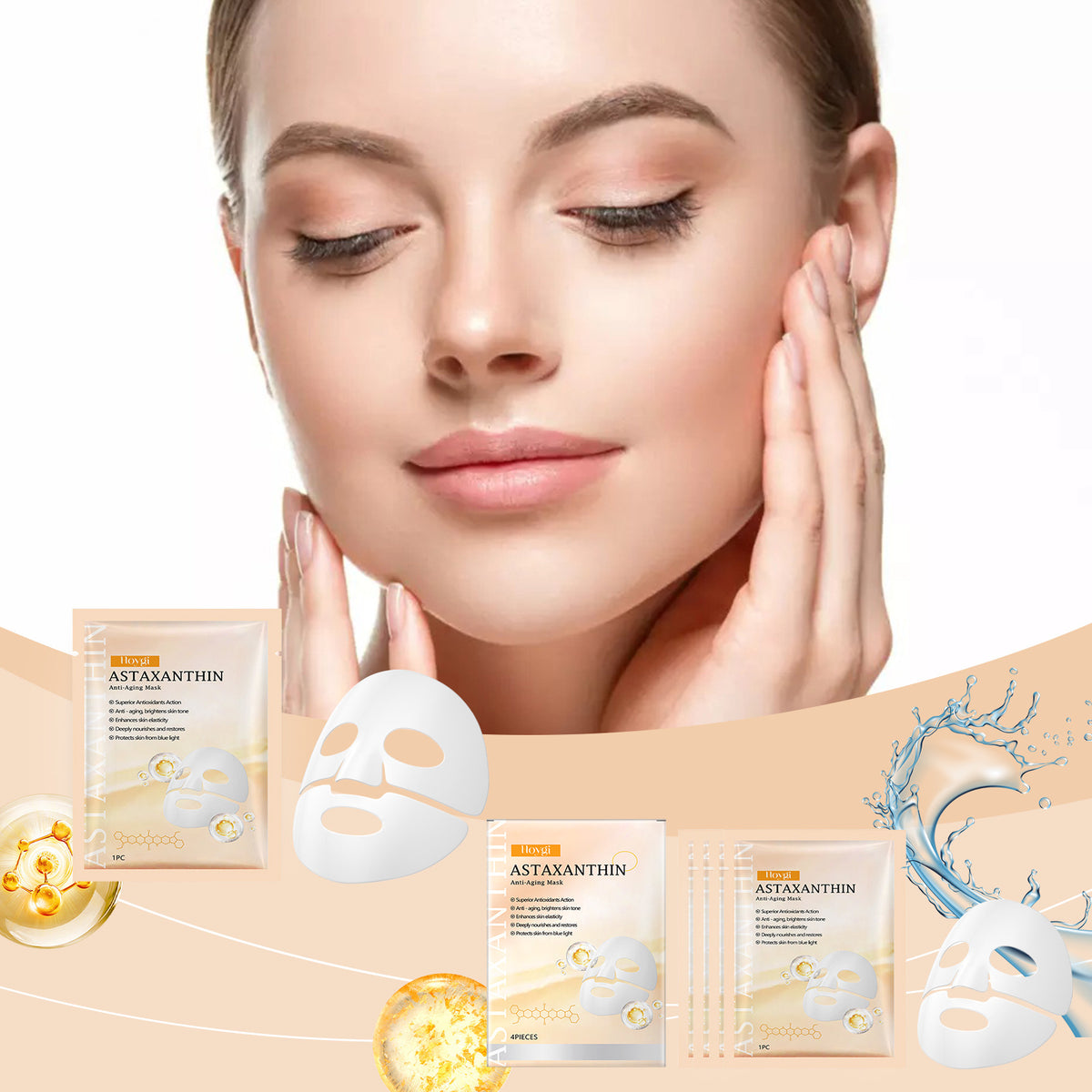 Astaxanthin Moisturizing Face Mask - Mild & Delicate Skin Care Sheet