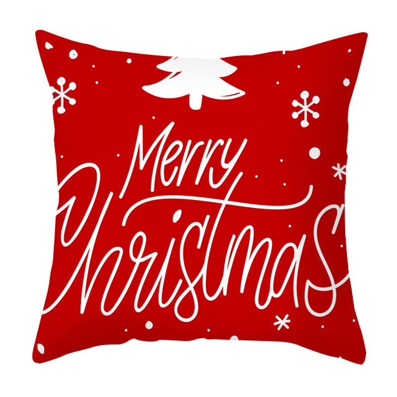 Christmas Pillow Cover Cartoon Letter Print Cushion Cover for Sofa & Office