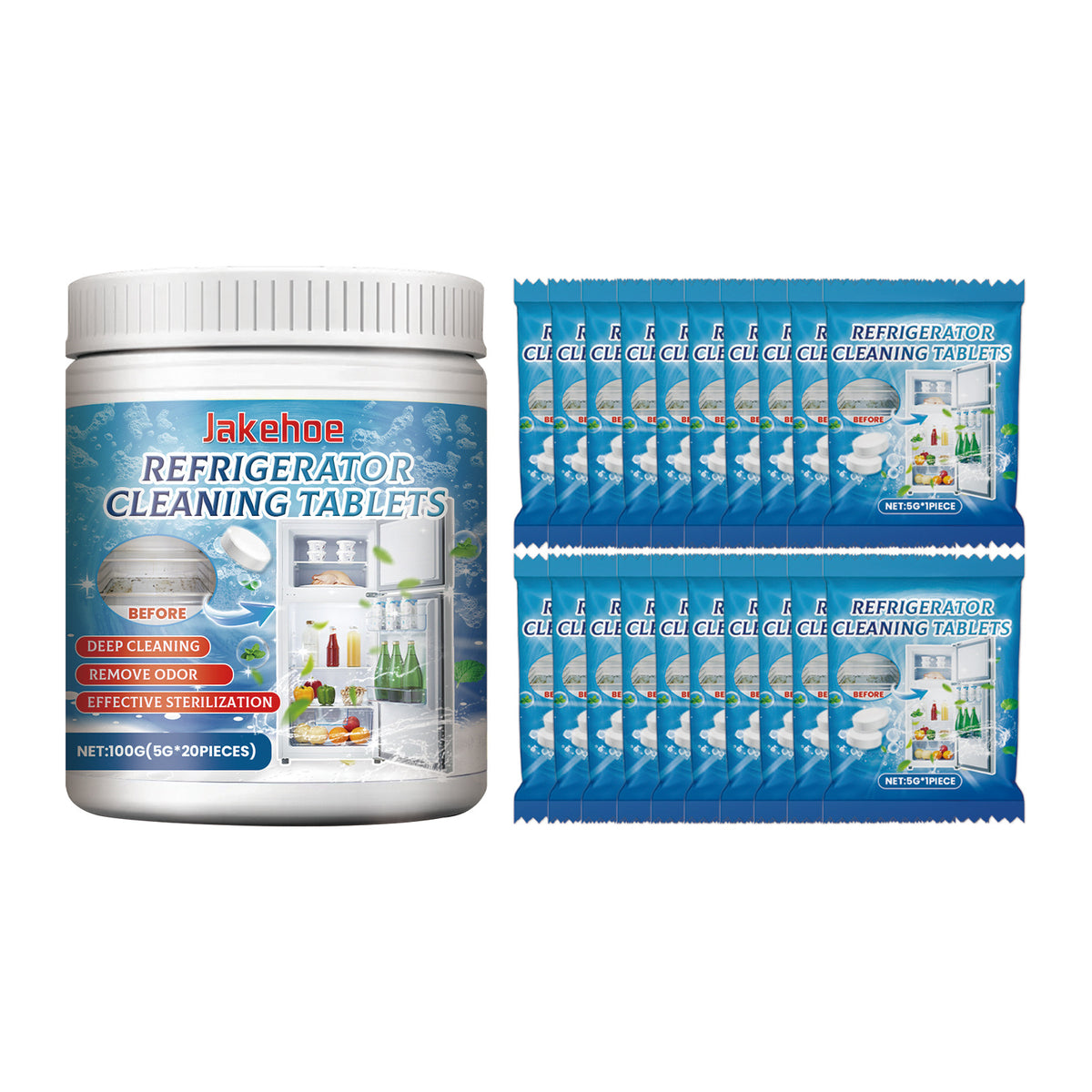 Refrigerator Cleaning Tablets - Deep Clean & Odor Removal, 100G