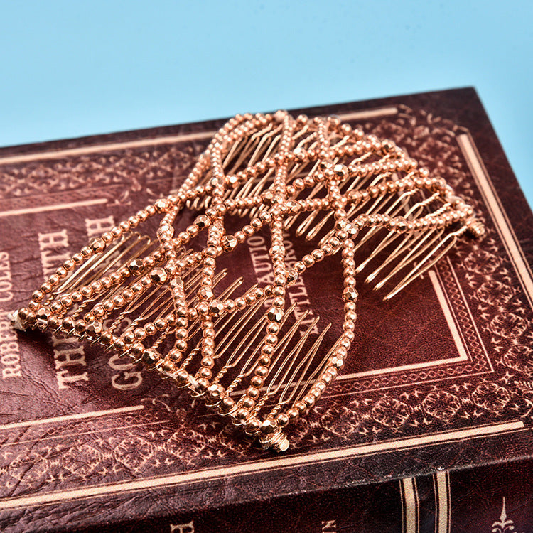 20-Tooth Beaded Hair Comb - Electroplated Alloy