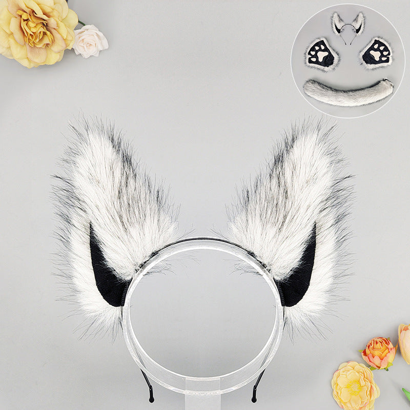 Halloween Werewolf Mascot Costume Props with Plush Ear Headband and Tail