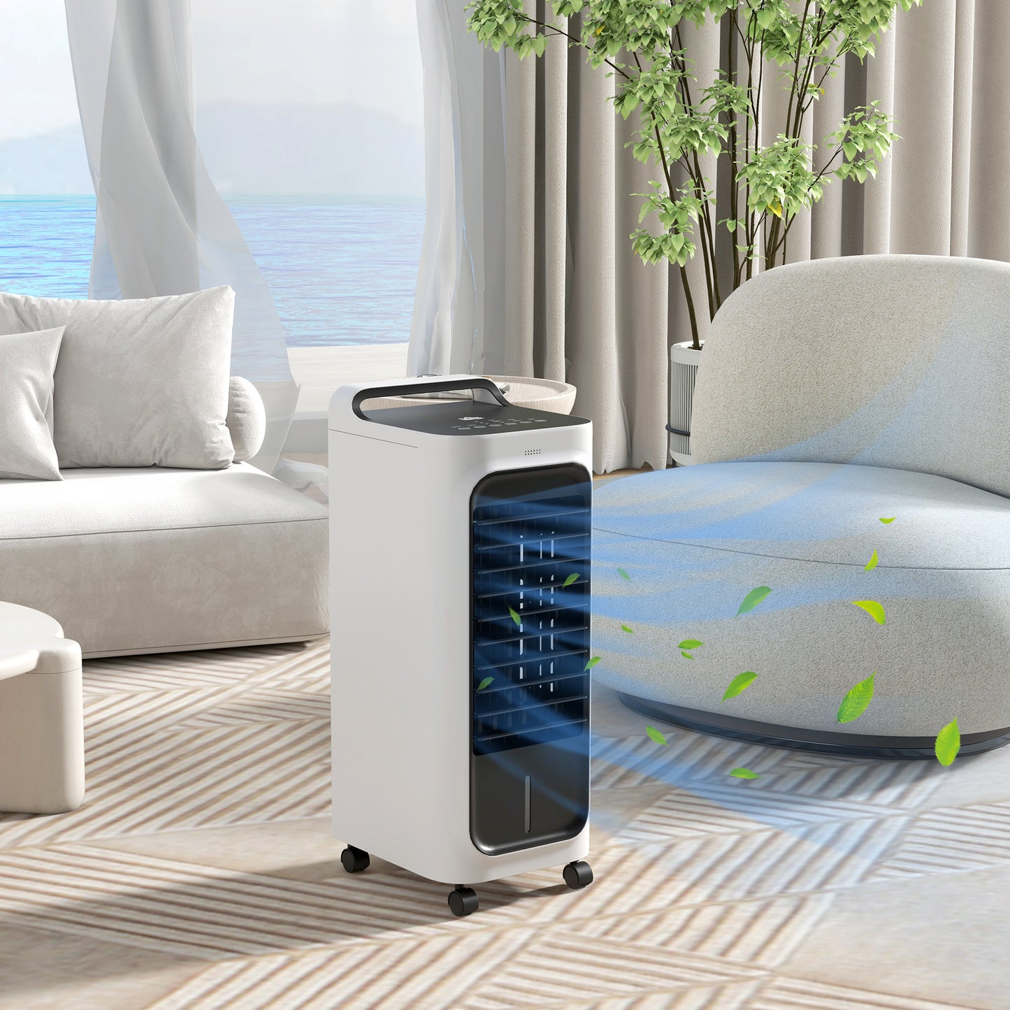 Room Air Cooler with Ice Packs, Remote & Timer - White, 330x305x680mm