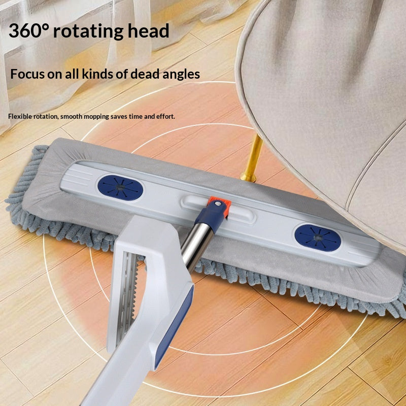 Hands-Free Flat Mop for Wet and Dry Cleaning - Grey, 45cm Stainless Steel Handle