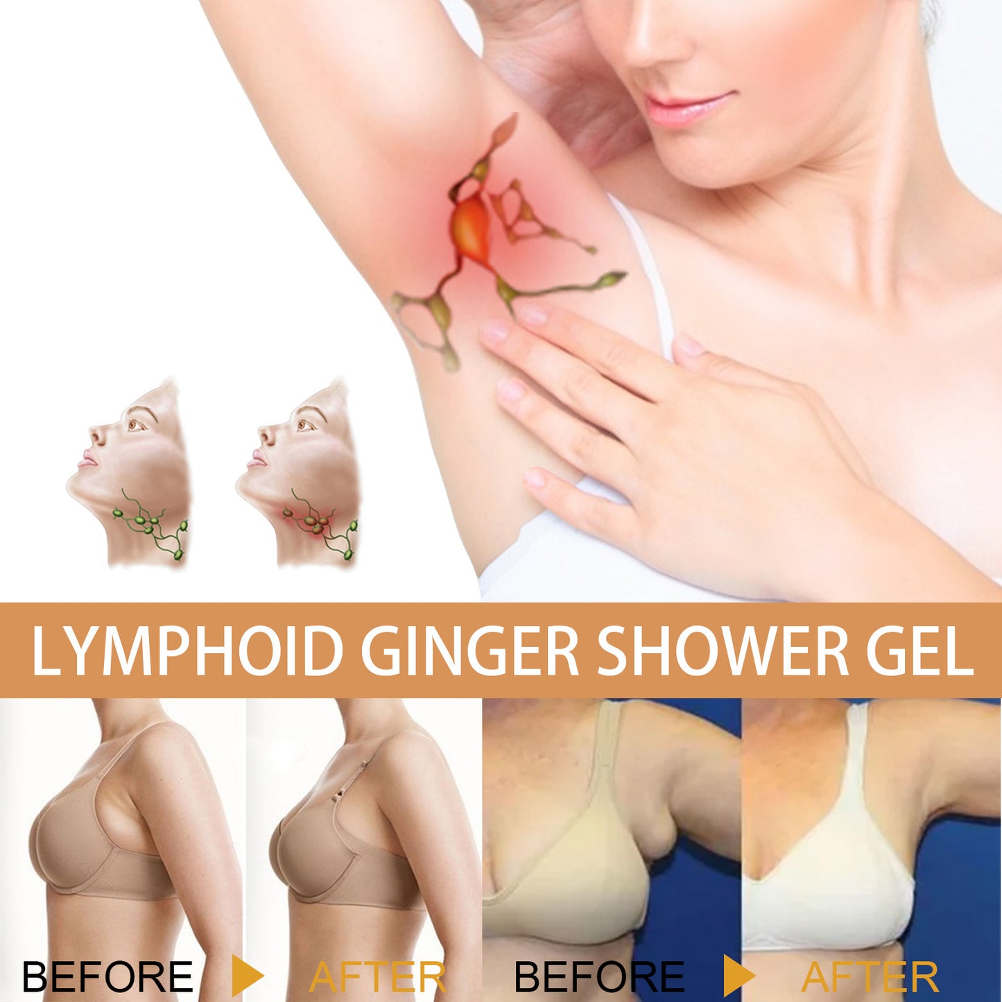 Ginger Lymphatic Drainage Body Wash - Detoxifying & Firming Skin Cleanser