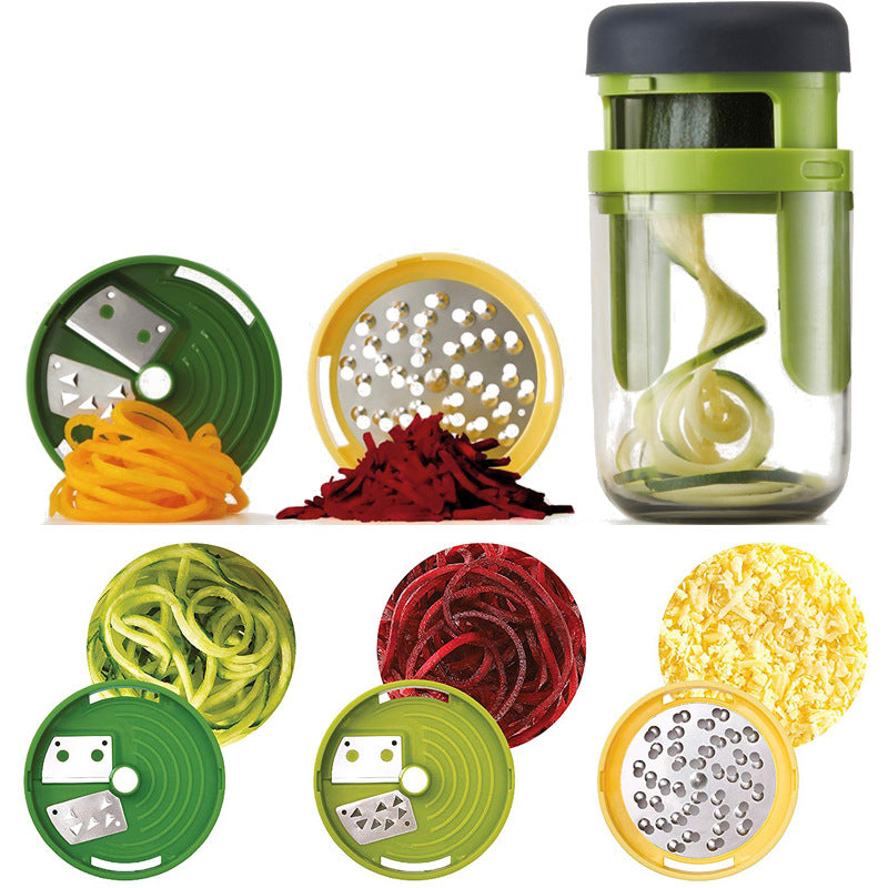 Handheld Rotary Vegetable Cutter 3-in-1 Kitchen Tool - Green