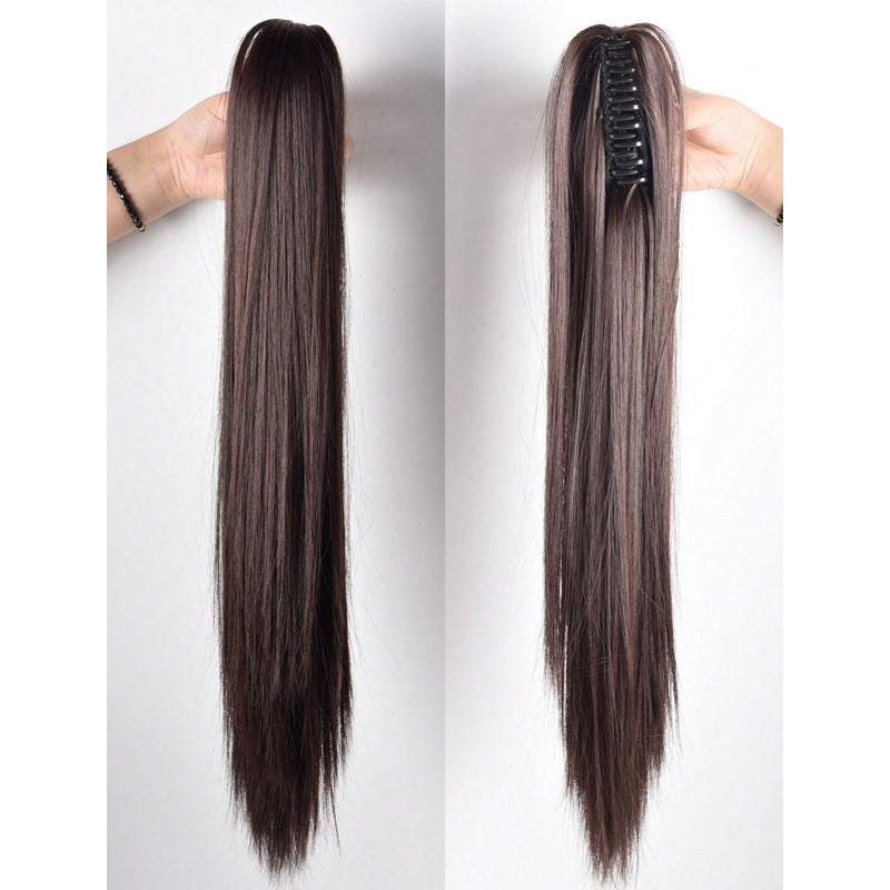 Women's Long Straight Ponytail Wig with Clip-In Medium Length Hair Extension