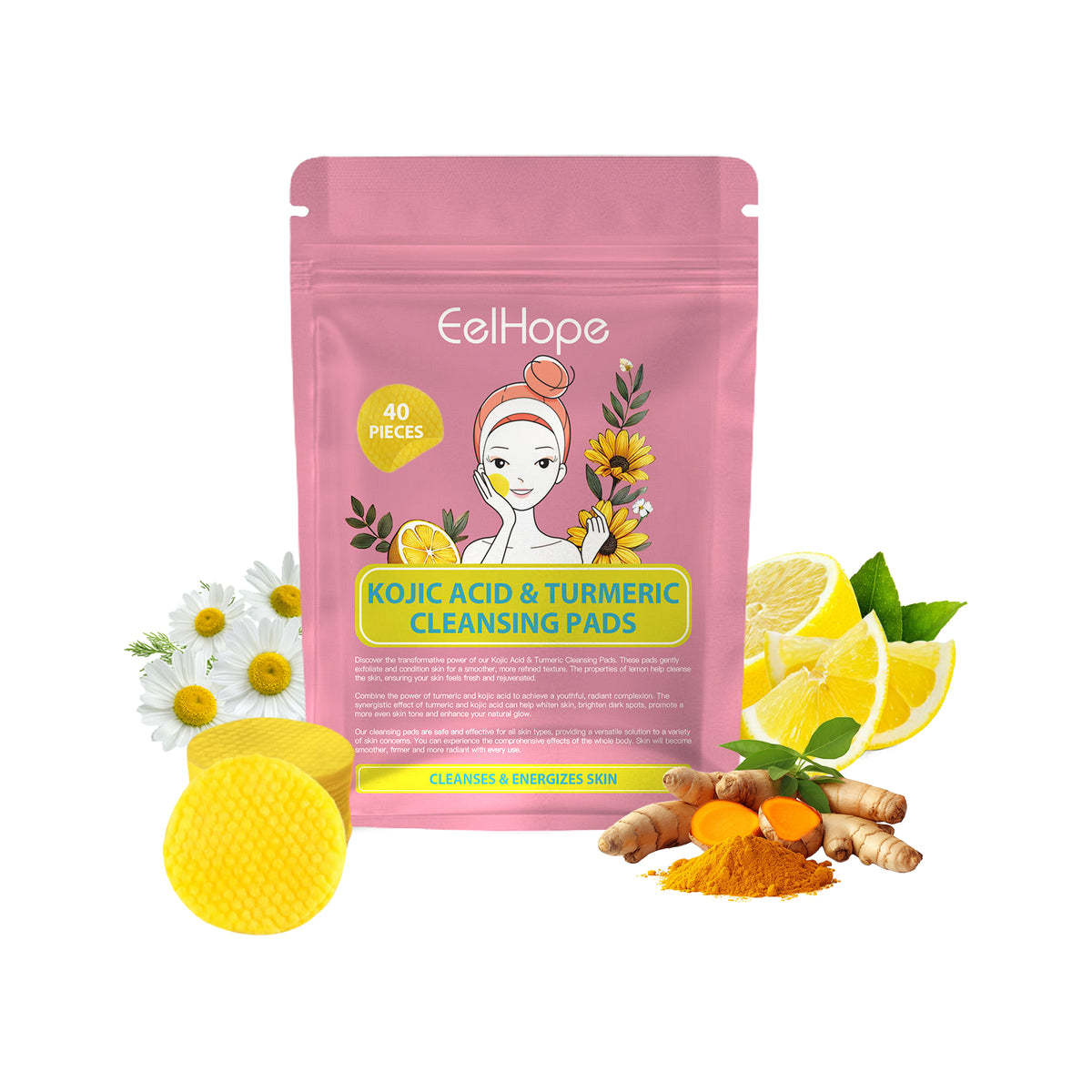 Turmeric Glycolic Acid Cleansing Pads - Exfoliating Cotton