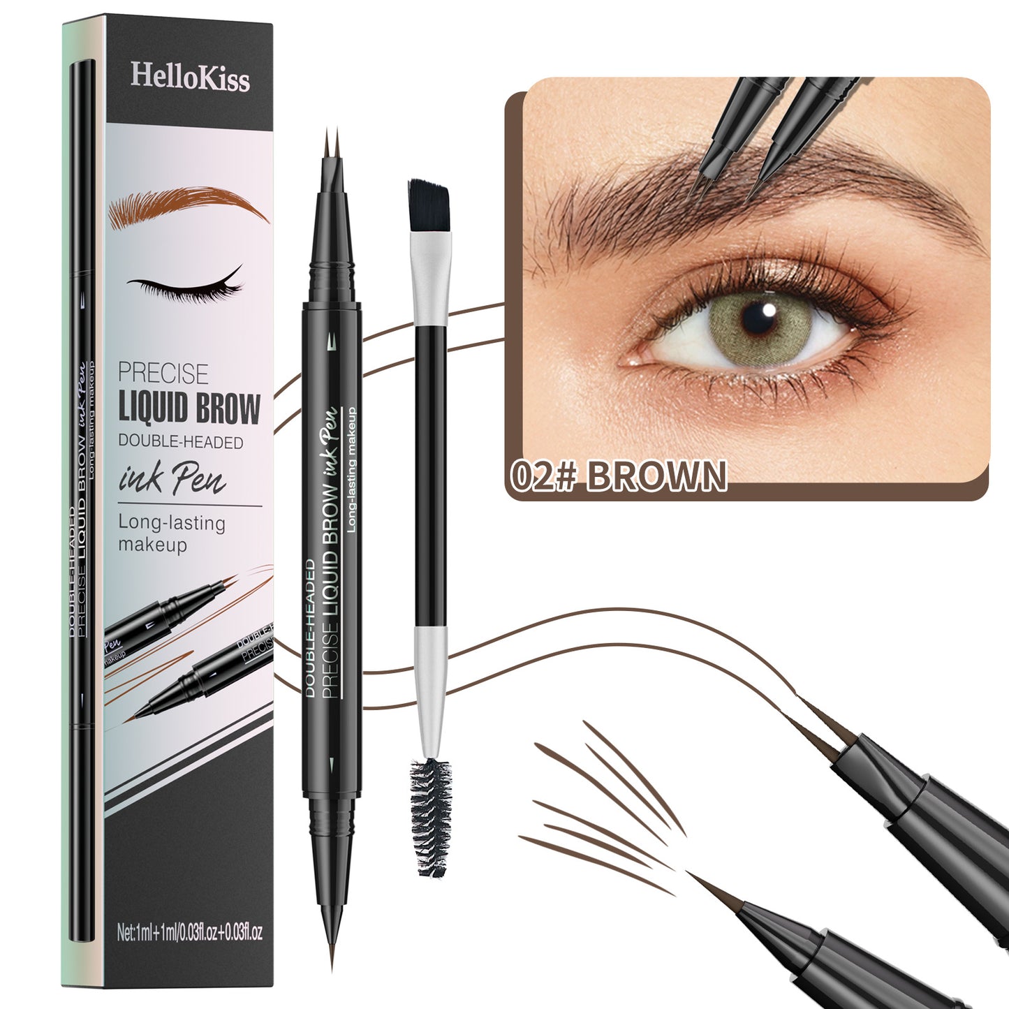2-in-1 Dual-Ended Microblading Eyebrow Pen - Waterproof Liquid Brow Tint