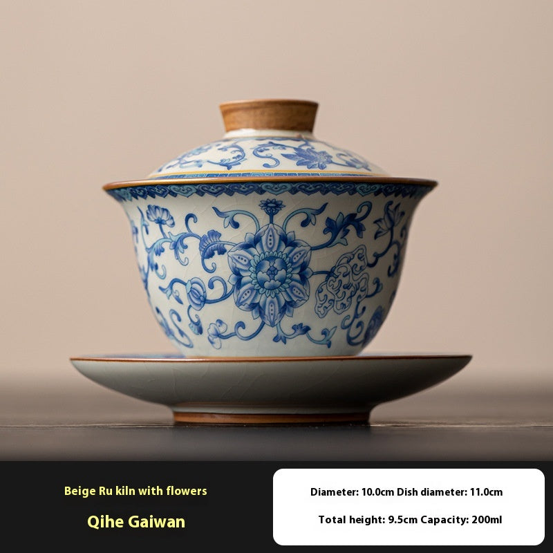 Elegant Blue and White Ru Ware Tea Cup Set with Multiple Variants