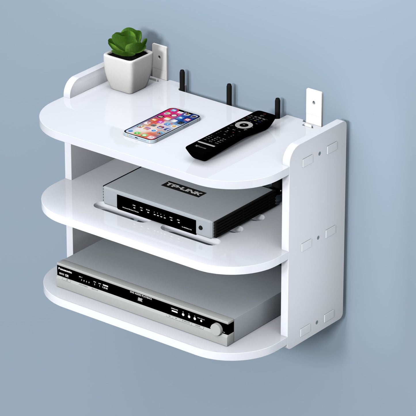 Drill-Free Router Shelf Organizer 2-Tier Box for Home Storage