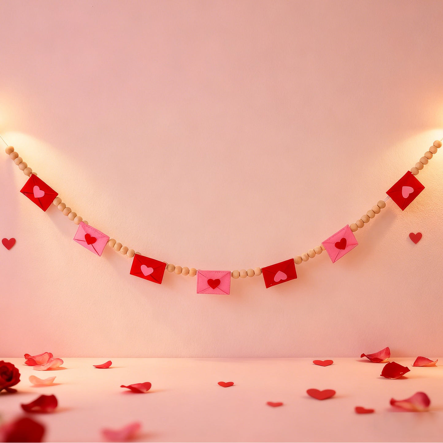 Felt Pennant Garland for Home Decor - Red Modern Wall Banner