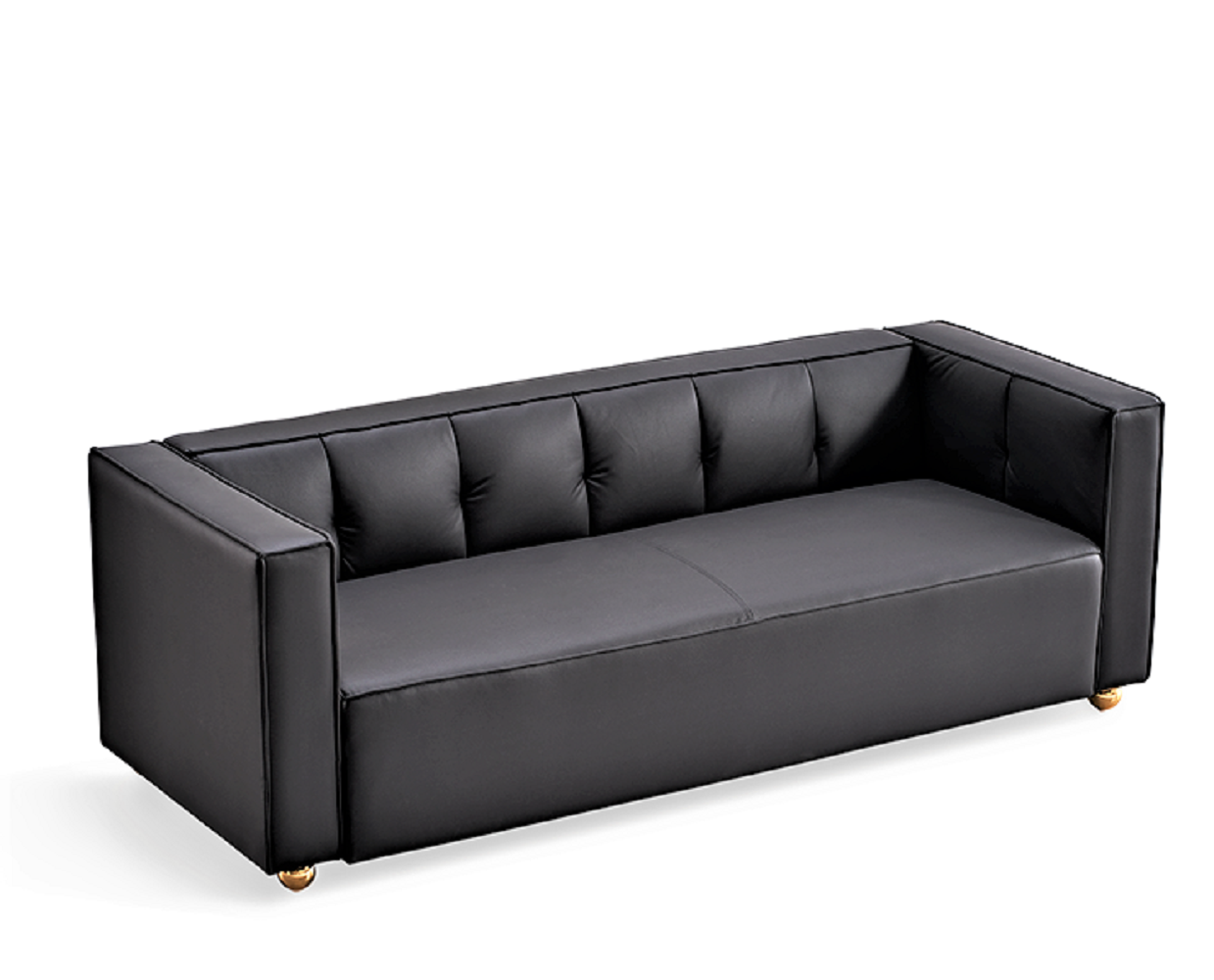 Polyester Sofa With Tufted Low Back Design, Elegant 3 Seater Couch