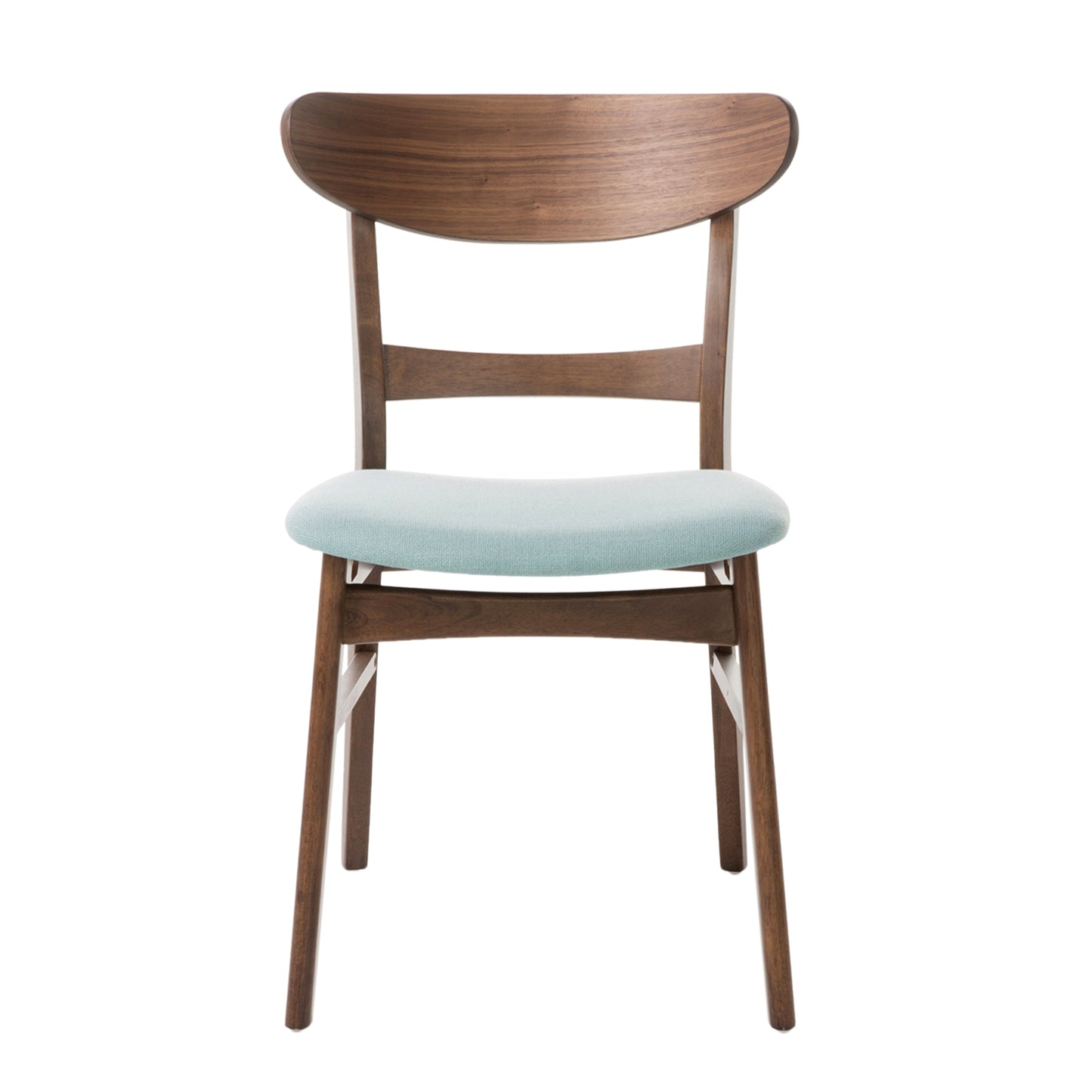 Set of 2 Mid-Century Dining Chairs - Upholstered Seat, Rubberwood Legs