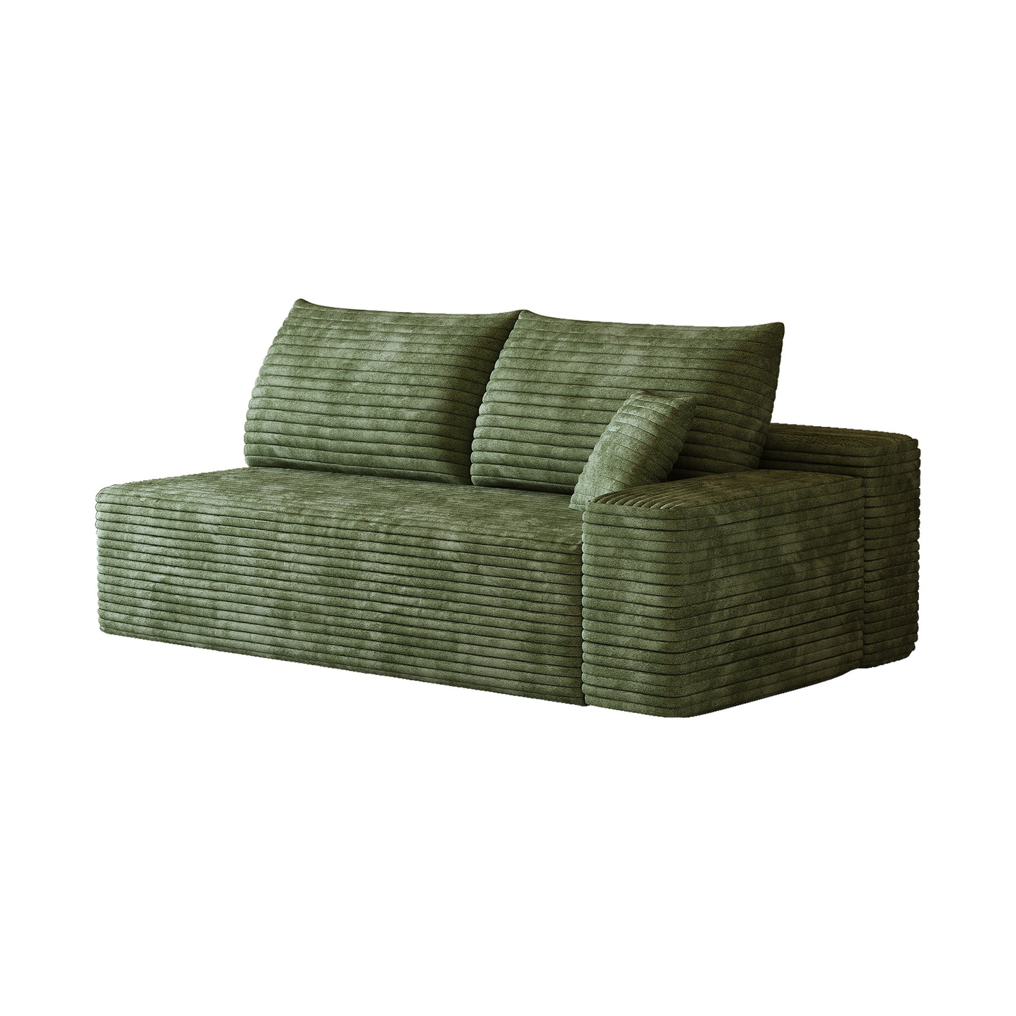 Green 3-Seater Sofa - Y165-3R Right-Facing Fabric Couch