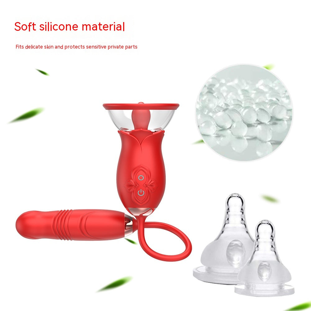 Double-Headed Sucking Tongue Licking Vibrator Device - Electric Silicone Adult Wellness