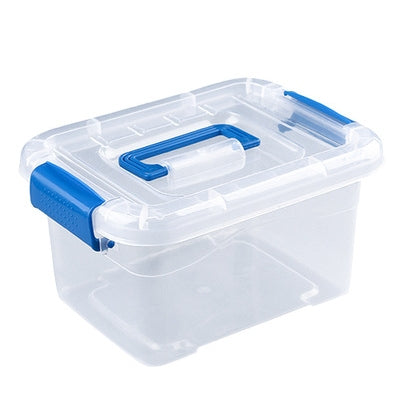 Small Blue Transparent Storage Box - Clear Plastic Bin for Organization