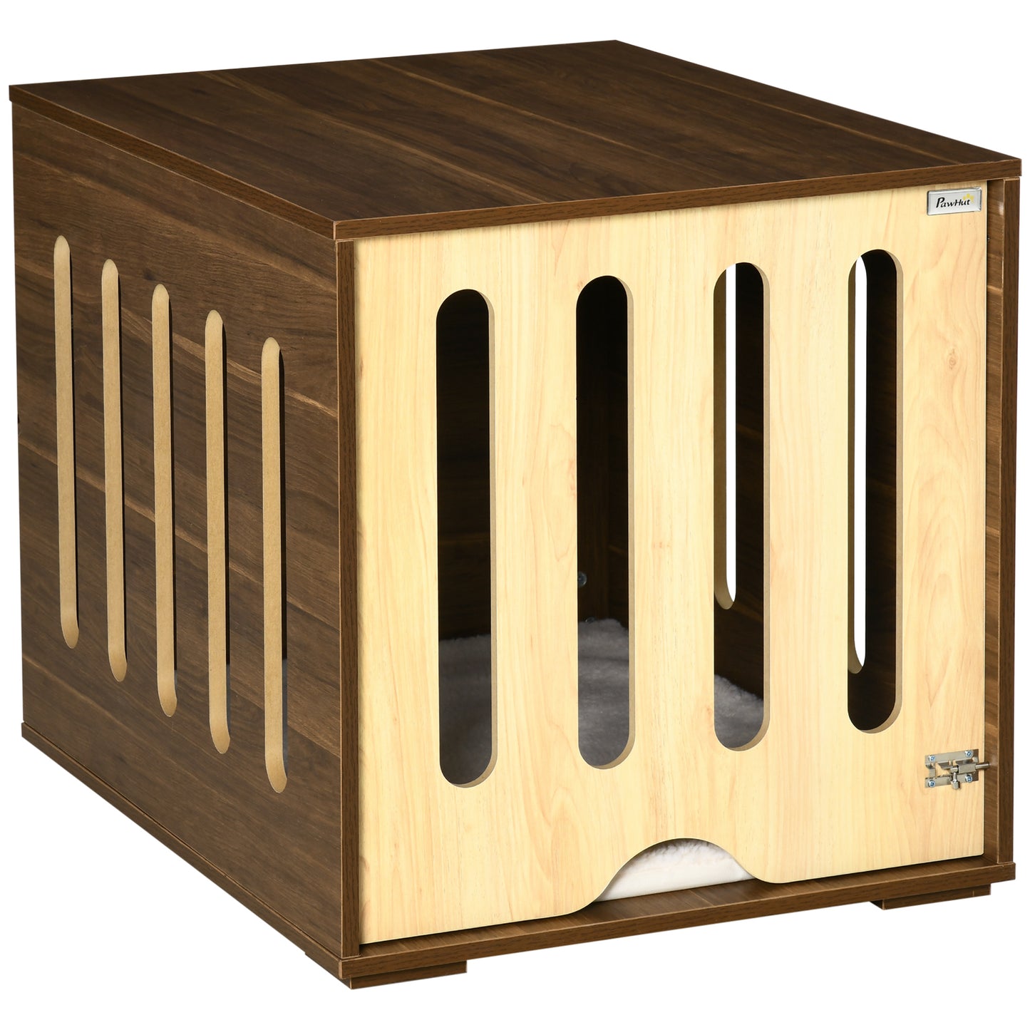 Furniture Style Dog Crate End Table with Removable Foam Cushion - Brown