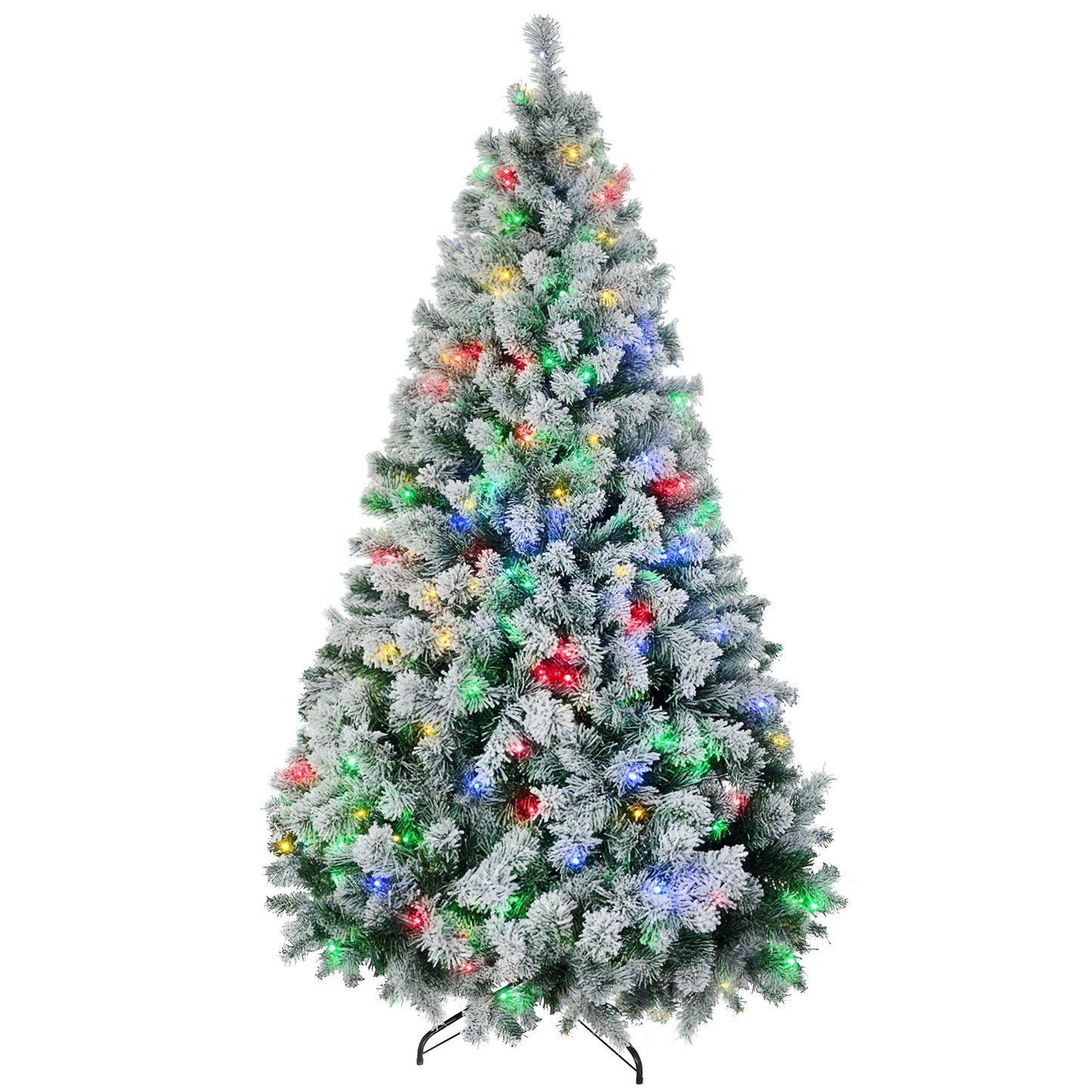 7.5ft Artificial Snow Christmas Tree with LED Lights - Green