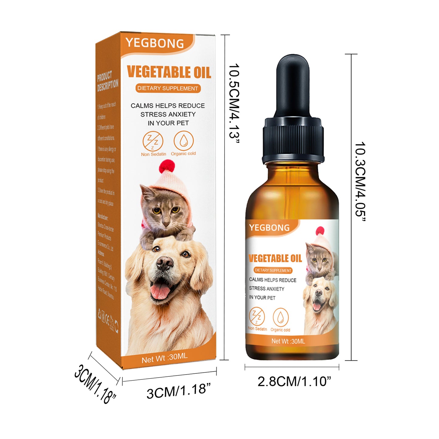 Pet Calming Hemp Oil for Dogs & Cats - Anxiety & Stress Relief Supplement 30ml