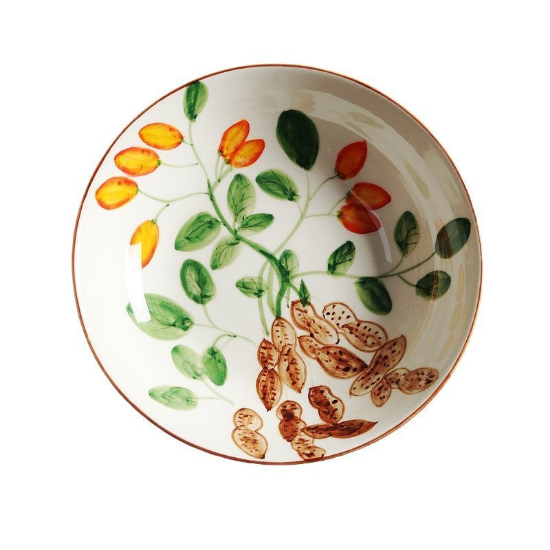 Hand Painted Ceramic Dinner Plate - Underglaze Color Japanese Style Tableware