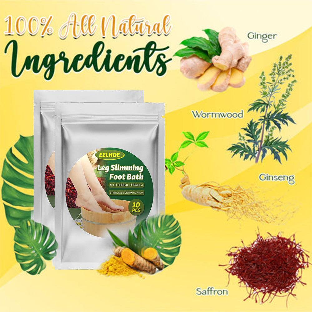 Herbal Leg Slimming Foot Bath Bags - Ginger, Saffron & Ginseng Soak - 10 Ct