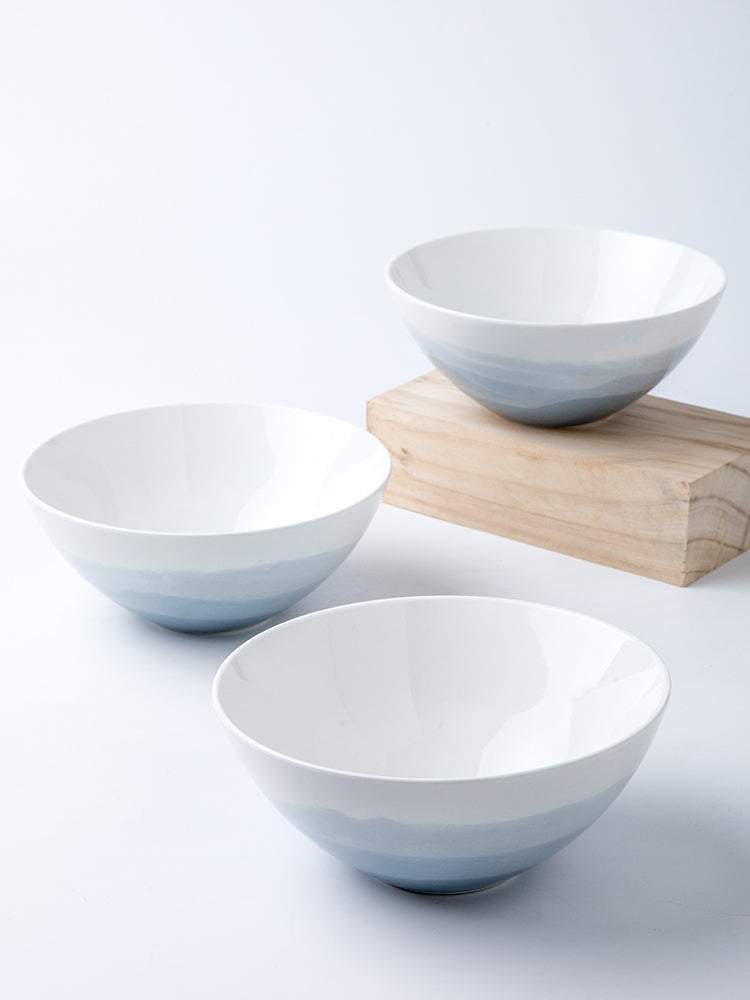 Solid Color Ceramic Noodle Bowl Set - Personalized Kitchen Dinnerware