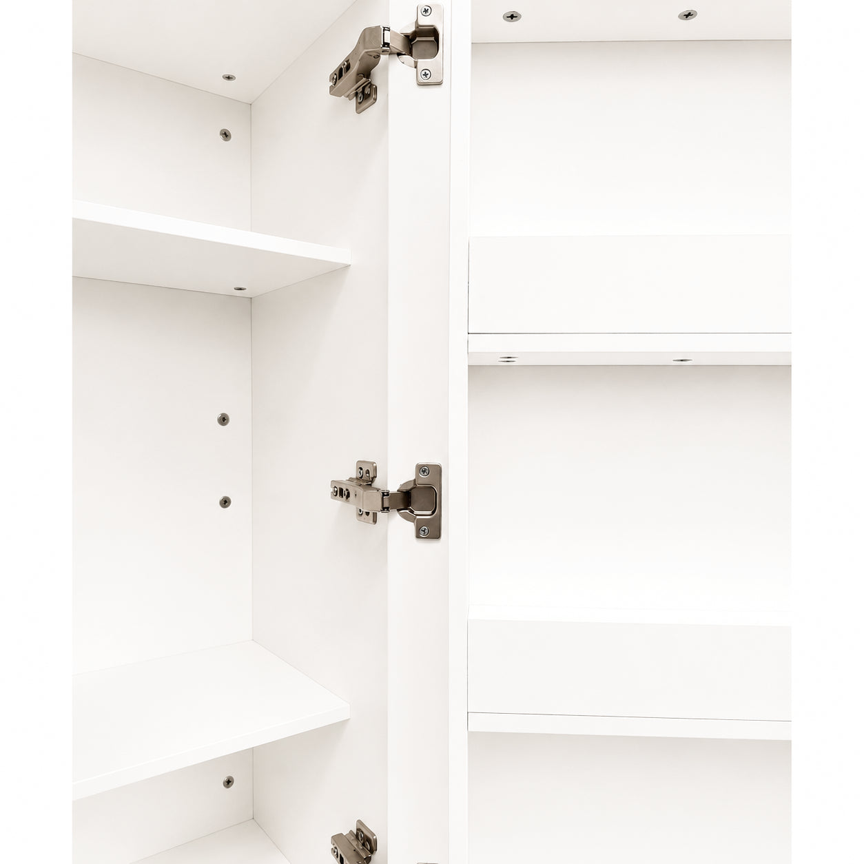 White Corner Kitchen Pantry Cabinet - 70.87" Tall L-Shaped Storage