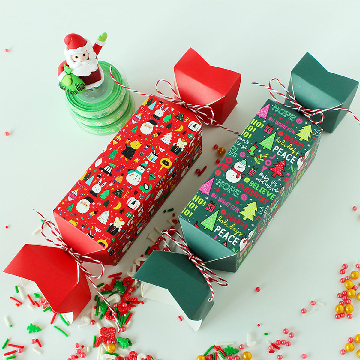 12PCS Christmas Candy Gift Boxes - Red, Green, Black