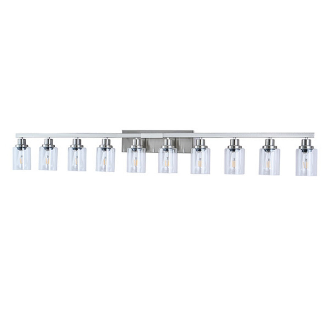 Brushed Nickel Bathroom Vanity Light Fixture with Clear Glass Shade