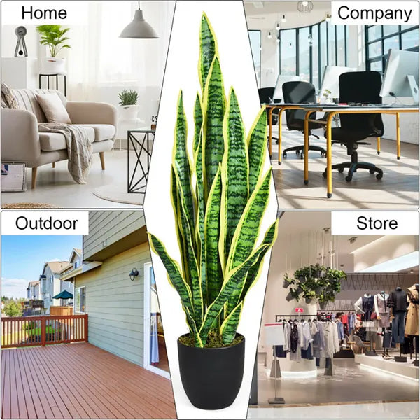 Realistic 35.5-Inch Artificial Snake Plant for Indoor & Outdoor Decor
