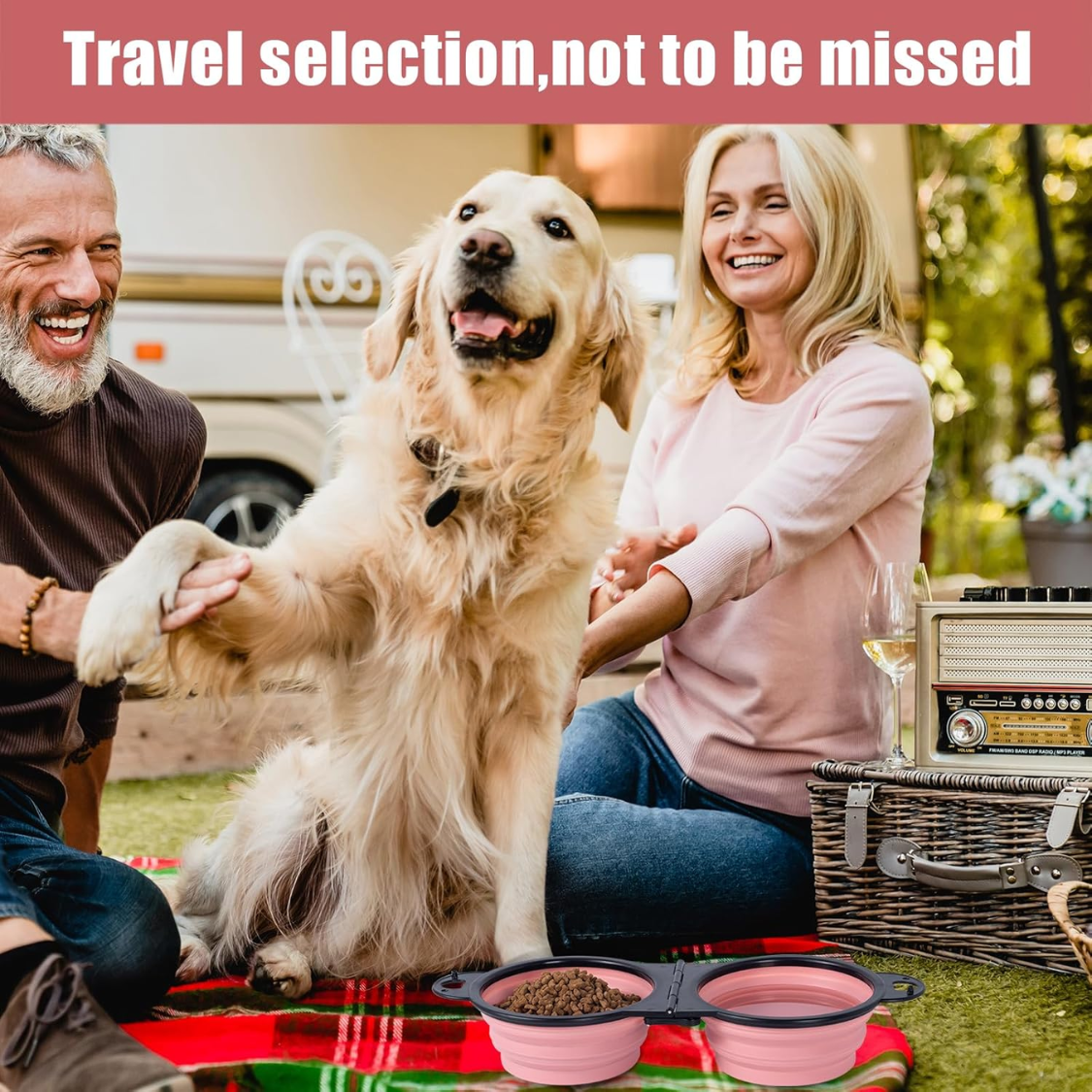 Foldable Dog Travel Bowls with Reinforced Rim & Lock Clips - 180° Flip Design