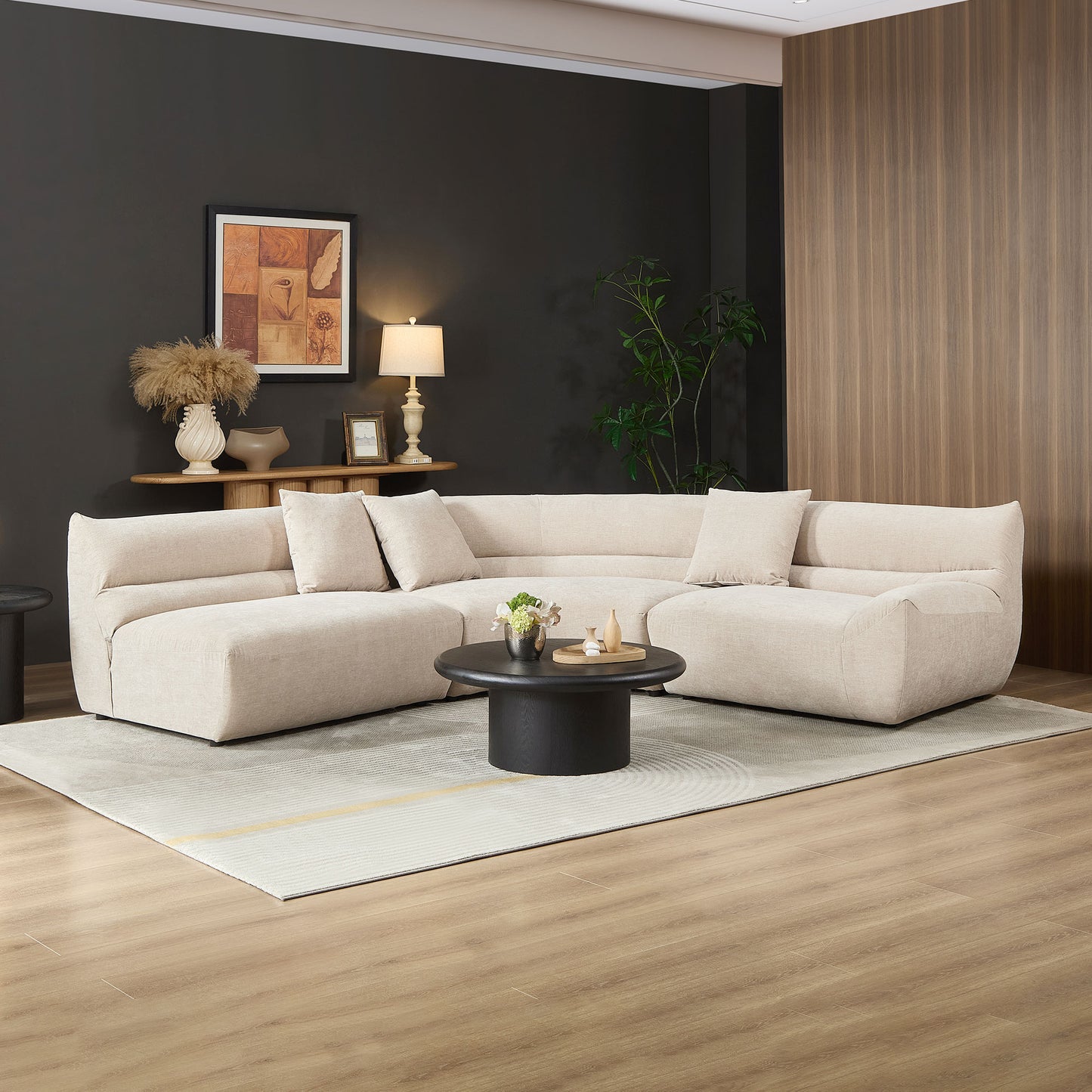 Modular Curved Sectional Sofa - 3-Piece Free-Form Design in Oatmeal