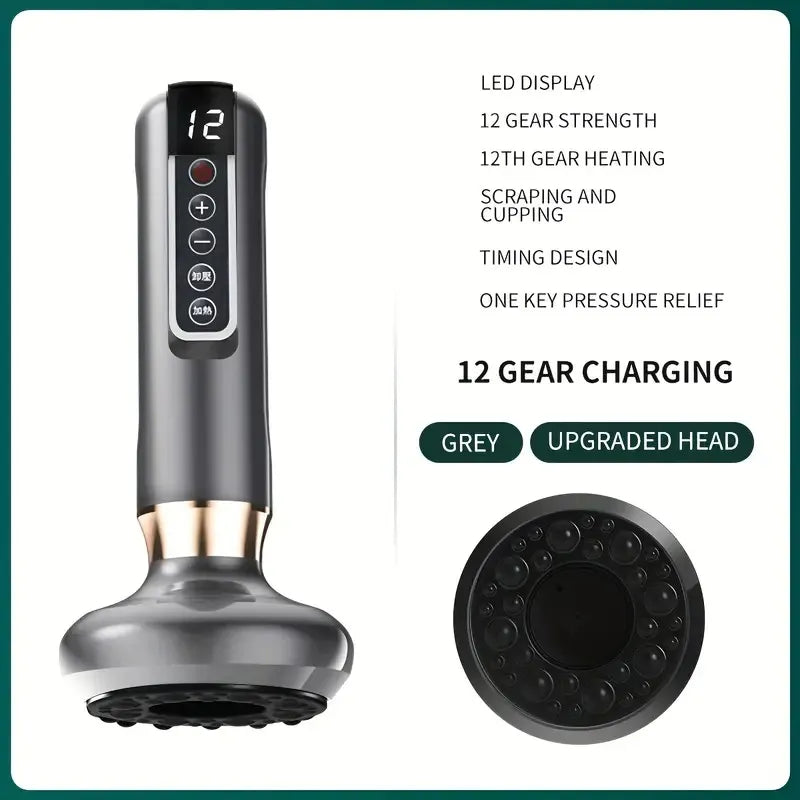 Cupping Massager with 12-Level Body Scraping Tool - Rechargeable Hand Tool