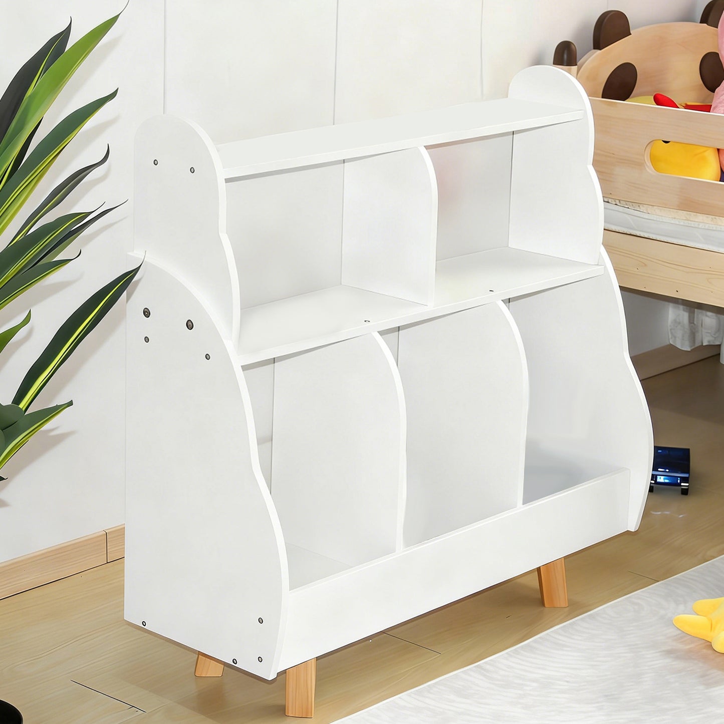3 Tier Kids Bookshelf Toy Storage Organizer Toddler Bookcase With 5