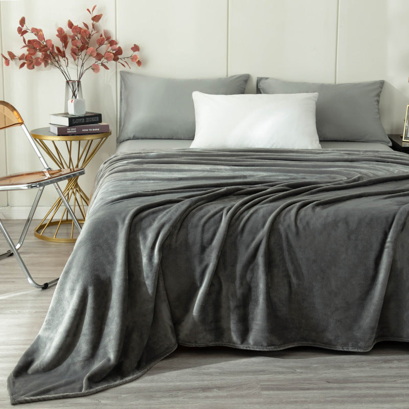 Thickened Coral Fleece Blanket Solid Color Vegan-Friendly Home Bedding