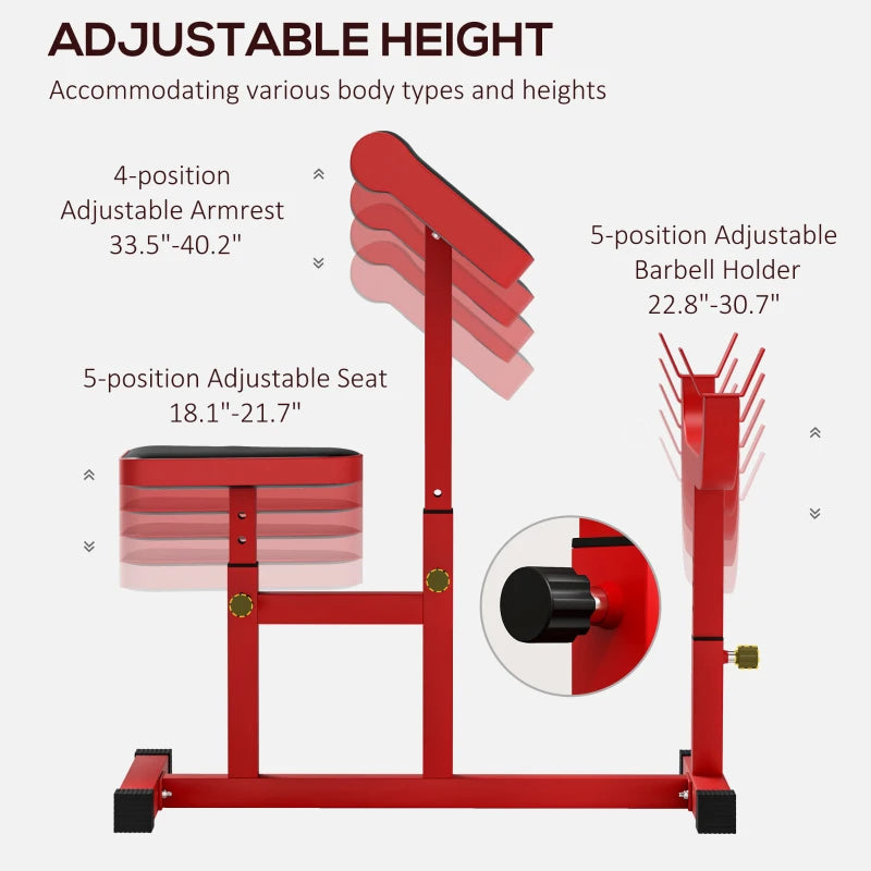 Adjustable Preacher Curl Bench for Strength Training - Red